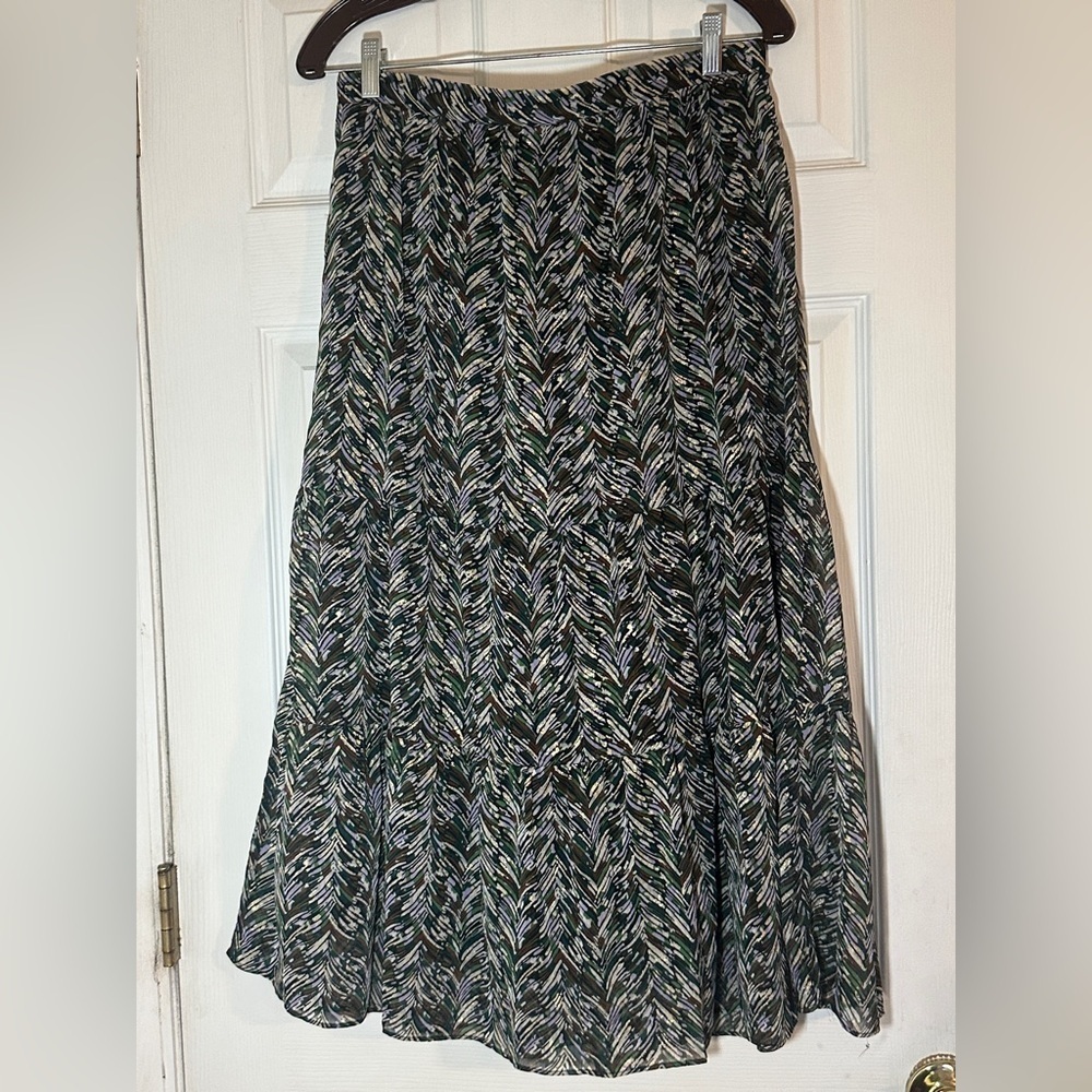 Ophelia Roe Tiered Lined Midi Skirt.